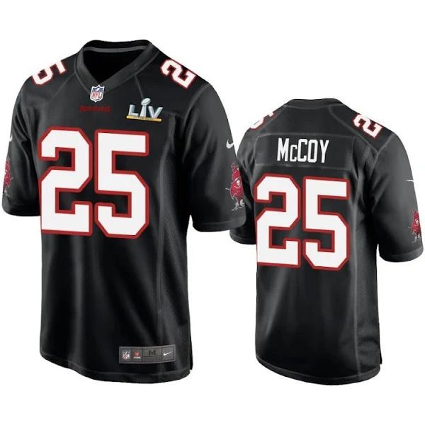 Men Tampa Bay Buccaneers 25 LeSean McCoy Nike Black Super Bowl LV Game NFL Jersey